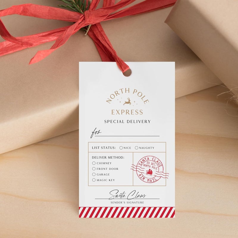 ThreeKin Collective ThreeKin Pack of 50 Christmas Gift Tags, 2 x 3 Rectangle Tag with Pre-Punched Hole, Perfect Hanging Tags for Holiday Gifts, Christmas Presents, Events and Celebrations | Gift Wrap Tags - Image 3
